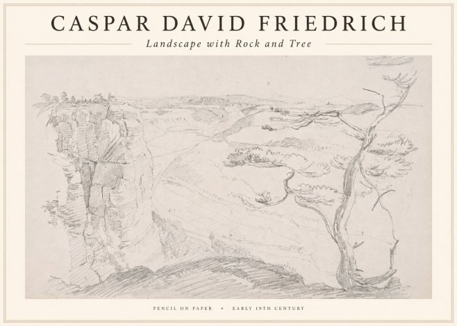 Caspar David Friedrich Landscape with Rocks and a Tree No4 - Plakat