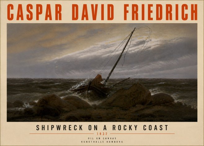 Caspar David Friedrich Shipwreck on a Rocky Coast No5 - Plakat
