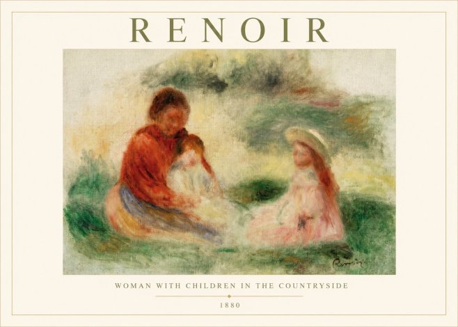 Renoir Woman with Children in the Countryside No1 - Plakat