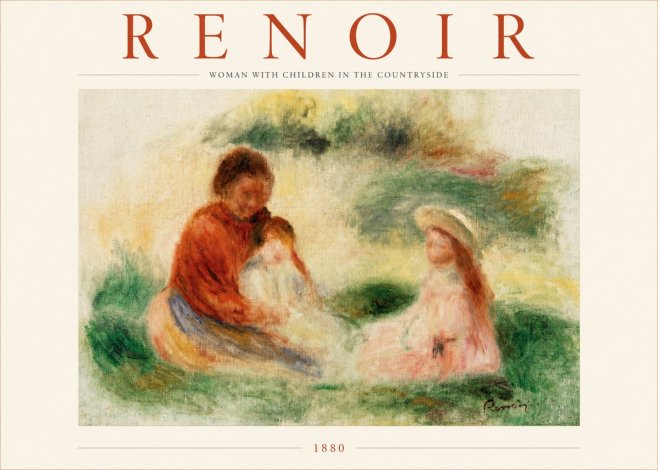 Renoir Woman with Children in the Countryside No3 - Plakat