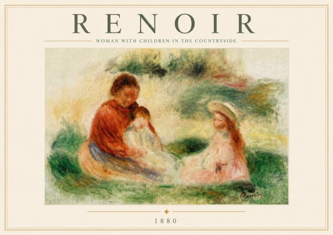Renoir Woman with Children in the Countryside No5 - Plakat