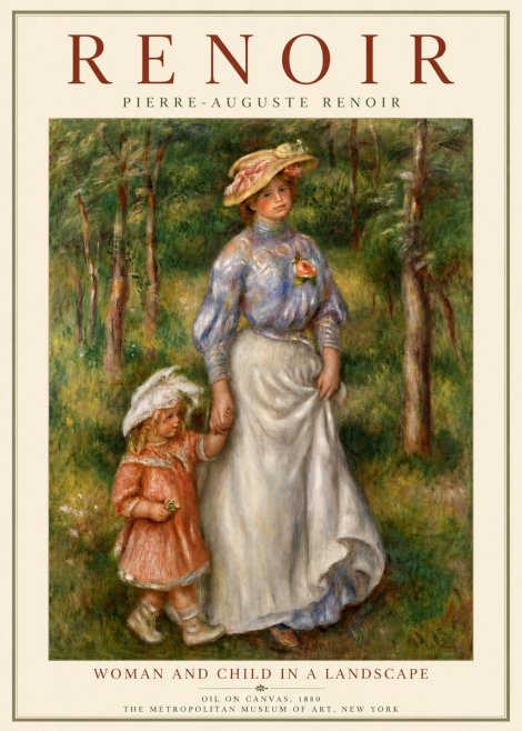 Renoir Woman and Child in a Landscape No6 - Plakat
