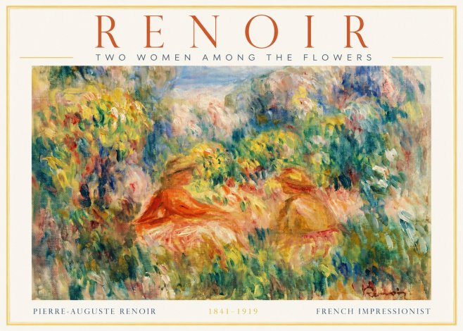 Renoir Two Women Among the Flowers No2 - Plakat