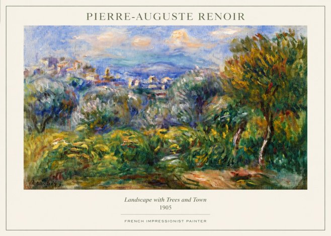Renoir Landscape with Trees and Town No3 - Plakat