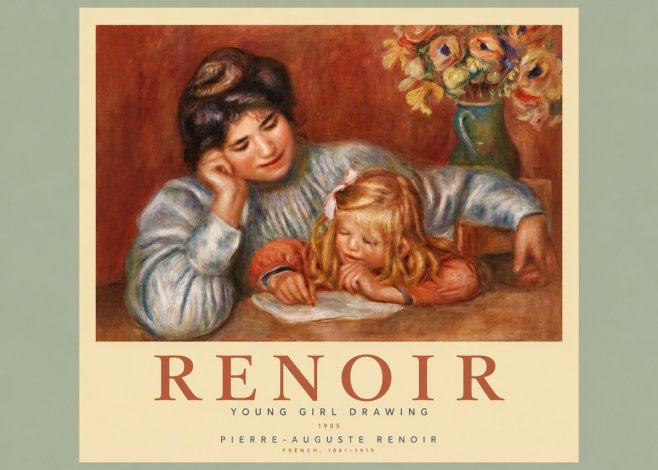 Renoir Young Girl Drawing No2 - Plakat