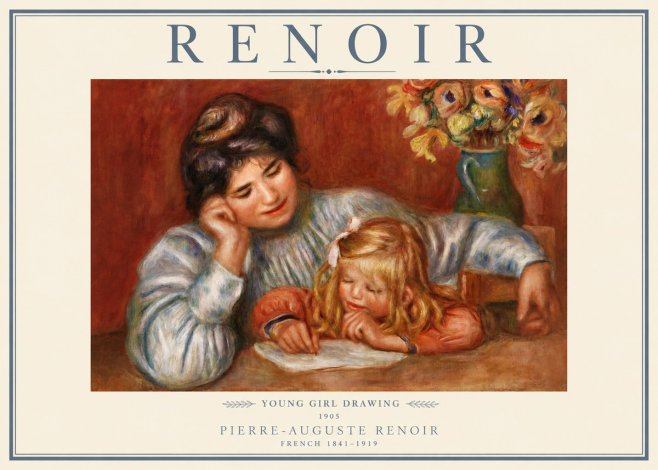 Renoir Young Girl Drawing No3 - Plakat