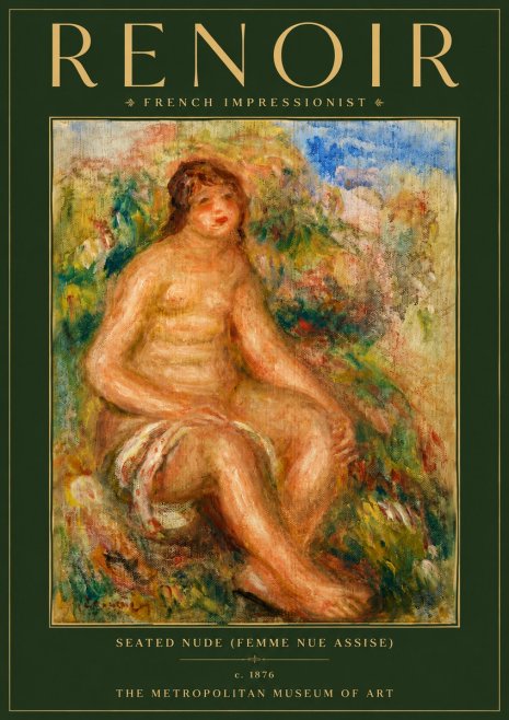 Renoir Seated Nude (Femme Nue Assise) No6 - Plakat