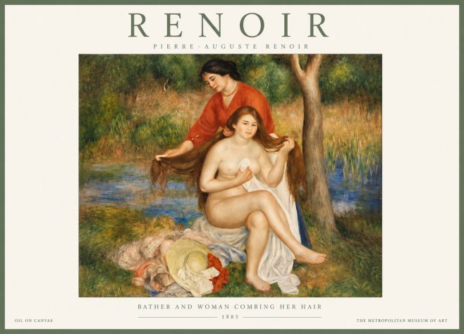 Renoir The Bather and Her Attendant No3 - Plakat