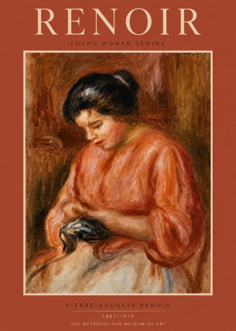 Renoir Young Woman Sewing I No3 - Plakat