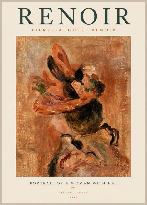 Renoir Portrait of a Woman with Hat No2 - Plakat