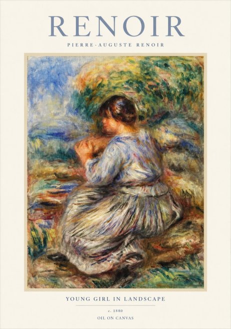 Renoir Young Girl in Landscape No1 - Plakat