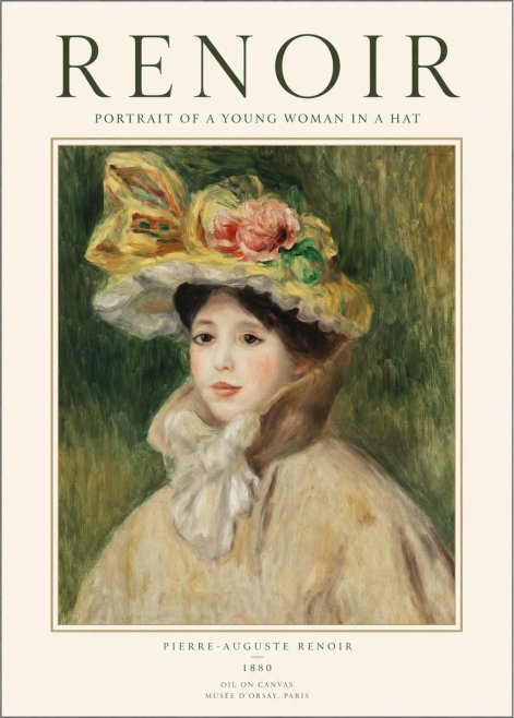 Renoir Portrait of a Young Woman in a Hat No1 - Plakat