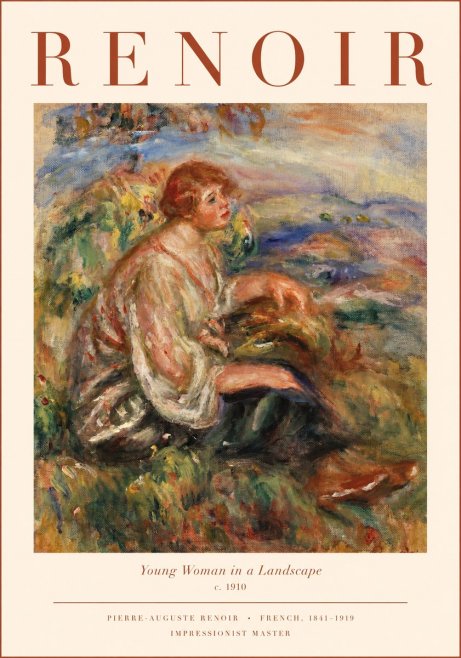 Renoir Young Woman in a Landscape No1 - Plakat