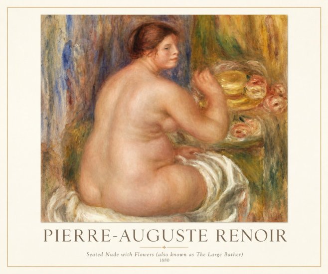 Renoir Seated Nude with Flowers (Also Known as the Large Bather) No1 - Plakat