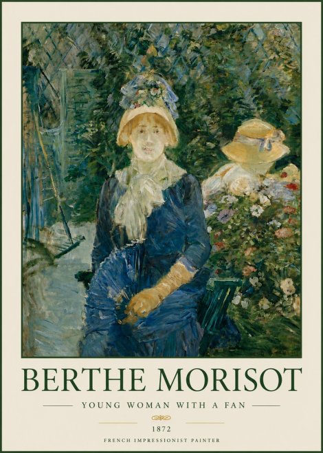 Berthe Morisot Young Woman with a Fan I No5 - Plakat