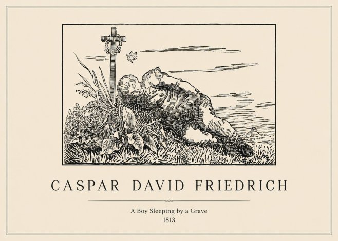 Caspar David Friedrich A Boy Sleeping by a Grave No1 - Plakat
