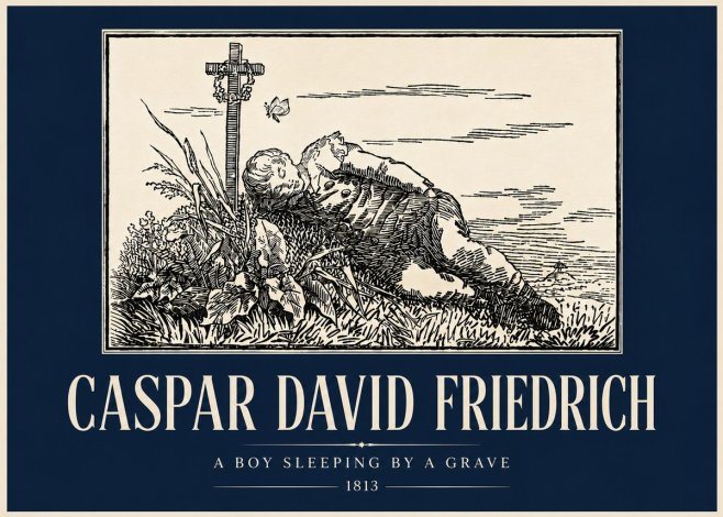 Caspar David Friedrich A Boy Sleeping by a Grave No4 - Plakat