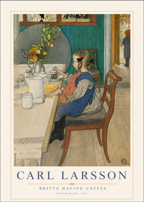 Carl Larsson Britta Having Coffee No3 - Plakat