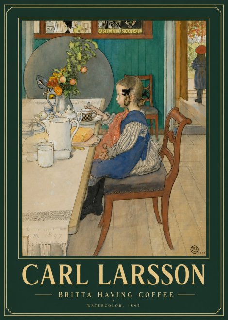 Carl Larsson Britta Having Coffee No4 - Plakat
