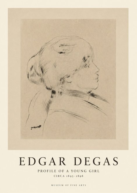 Edgar Degas Profile of a Young Girl No1 - Plakat
