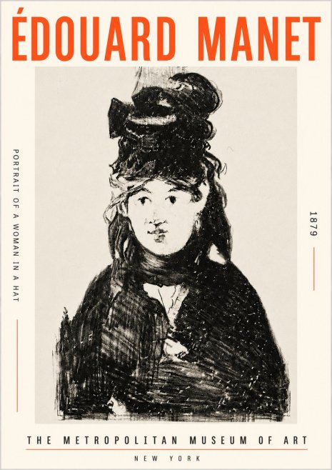 Édouard Manet Portrait of a Woman in a Hat No5 - Plakat