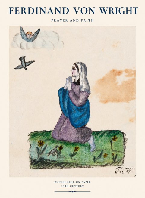 Ferdinand von Wright A Woman in Prayer No2 - Plakat