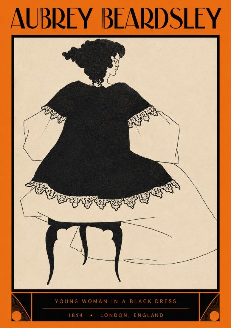 Aubrey Beardsley Woman in a Dress No3 - Plakat