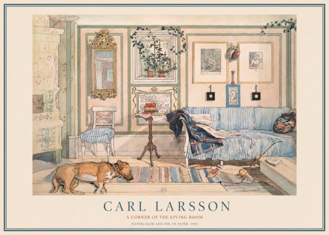 Carl Larsson Interior with Sleeping Dog No4 - Plakat