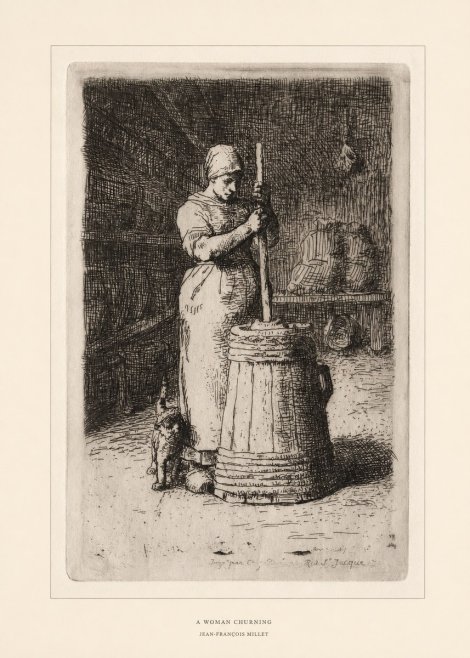 Jean-François Millet A Woman Churning No6 - Plakat