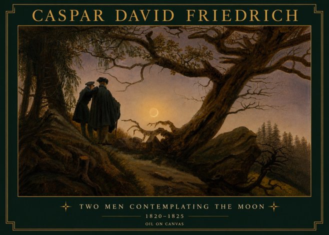Caspar David Friedrich Two Men Contemplating the Moon II No5 - Plakat