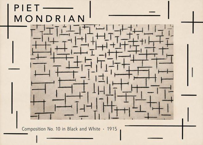 Piet Mondrian Composition No. 10 in Black and White No4 - Plakat
