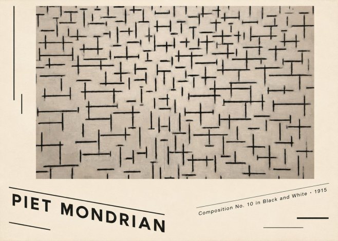Piet Mondrian Composition No. 10 in Black and White No6 - Plakat