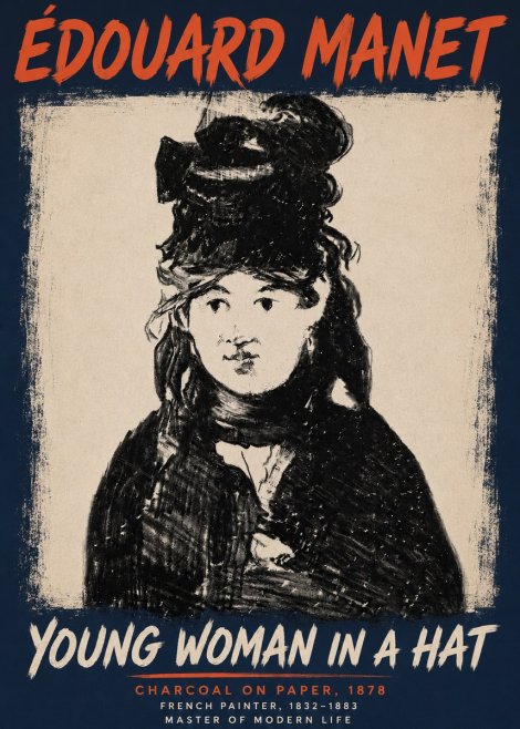 Édouard Manet Young Woman in a Hat III No4 - Plakat