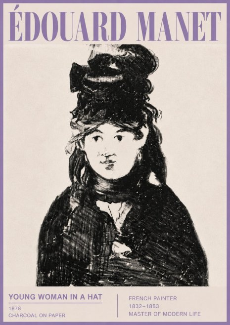 Édouard Manet Young Woman in a Hat III No5 - Plakat