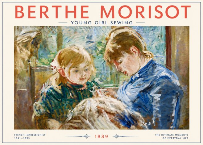 Berthe Morisot Young Girl Sewing No6 - Plakat