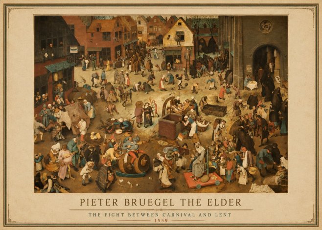Pieter Bruegel The Fight Between Carnival and Lent III No1 - Plakat