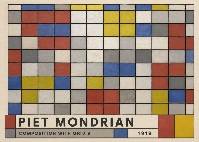 Piet Mondrian Composition with Grid 9 No3 - Plakat
