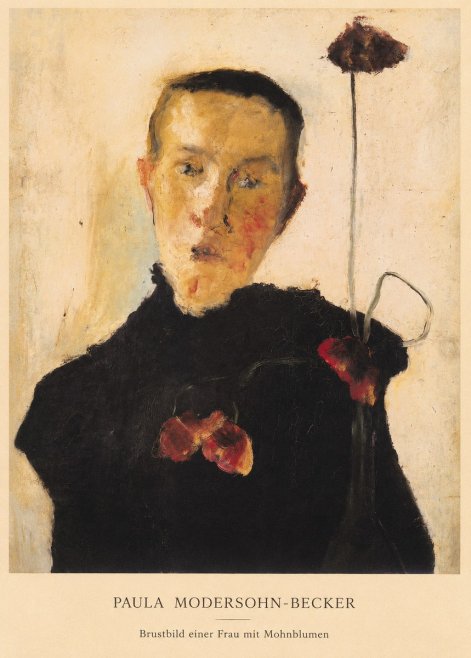 Paula Modersohn-Becker Brustbild Einer Frau Mit Mohnblumen No5 - Plakat