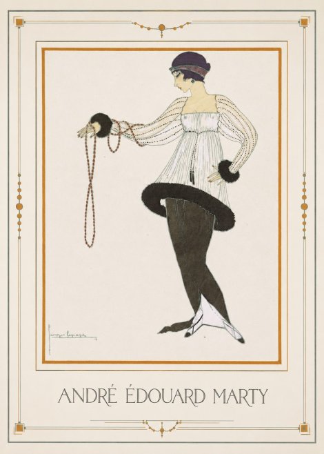 André Édouard Marty Elegant Woman with Pearl Necklace No1 - Plakat
