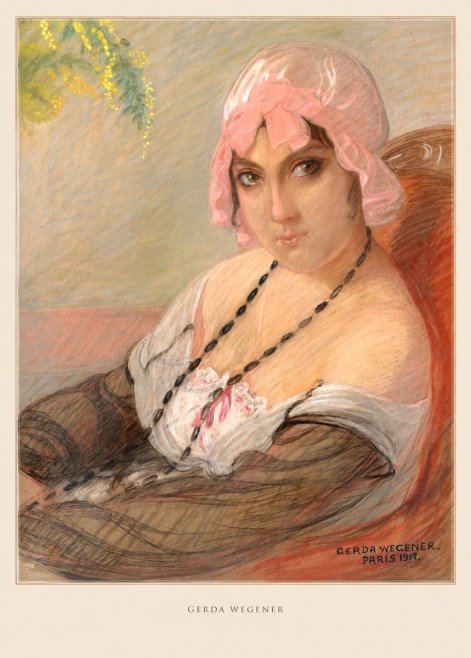 Gerda Wegener Woman in a Pink Bonnet No6 - Plakat
