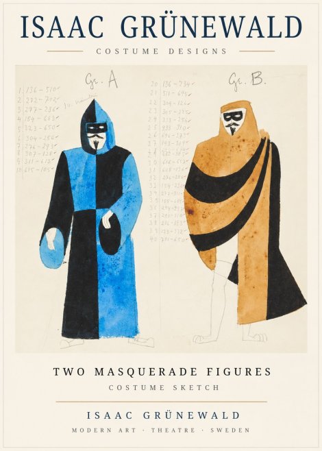 Isaac Grünewald Two Masquerade Figures - Costume Sketch No1 - Plakat