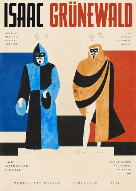 Isaac Grünewald Two Masquerade Figures - Costume Sketch No3 - Plakat