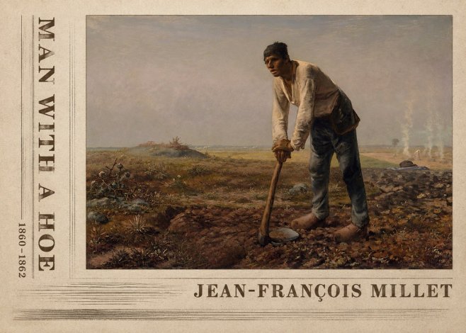Jean-François Millet Man with a Hoe No2 - Plakat