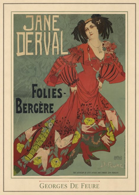 Georges de Feure Jane Derval - Folies-bergère II No3 - Plakat