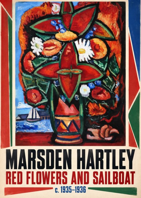 Marsden Hartley Red Flowers and Sailboat No1 - Plakat