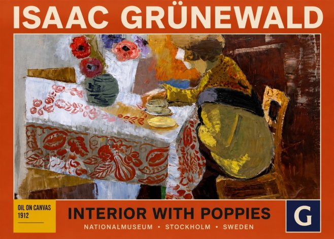 Isaac Grünewald Interior with Poppies No3 - Plakat