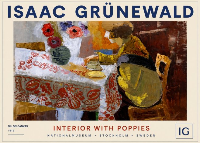 Isaac Grünewald Interior with Poppies No4 - Plakat