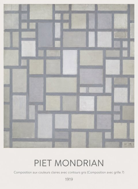 Piet Mondrian Composition Aux Couleurs Claires Avec Contours Gris (Composition Avec Grille 7) No6 - Plakat
