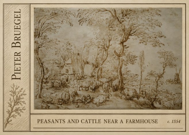 Pieter Bruegel Peasants and Cattle Near a Farmhouse No2 - Plakat