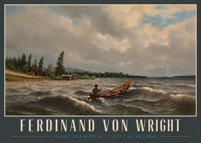Ferdinand von Wright Fishing on a Windy Day No4 - Plakat